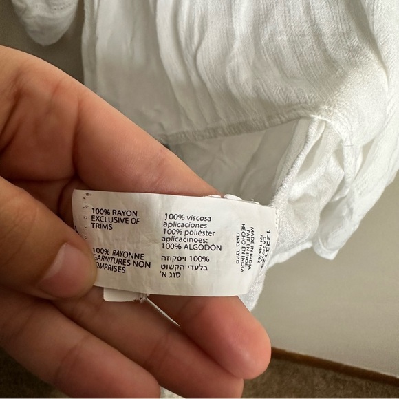 Amanda Green White Eyelet Semi Sheer Blouse Size Medium - Picture 4 of 6